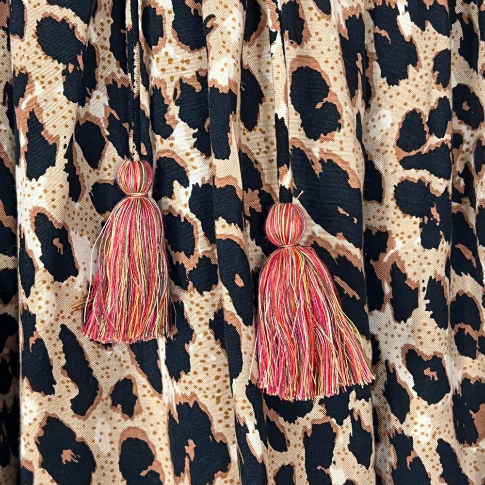 THML Women's Leopard Print Embroidered Tassel Top Size Medium - Picture 11 of 16